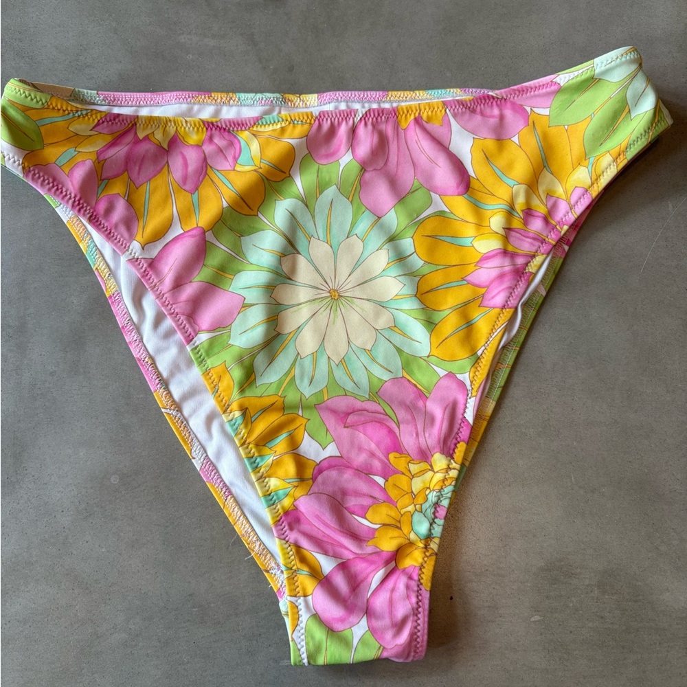 Shade and Shore Floral High Waisted  Bikini Bottom Size L